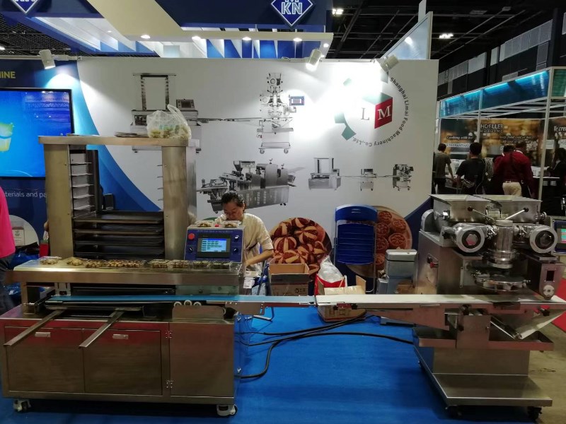 our working team in Singapore exhibition for encrusting machine, pastry machine